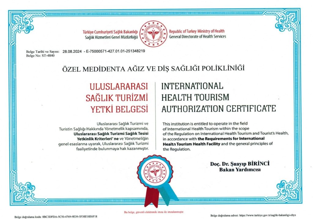 smyrnamedidenta saglik turizmi yetki belgesi